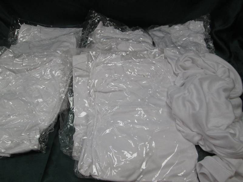 Qty 9 White silky shorts and shirts...