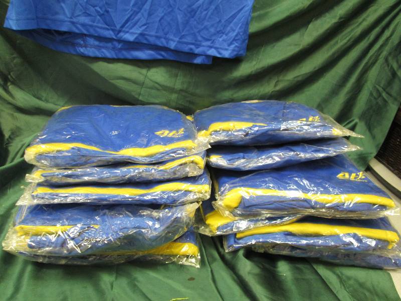 Qty 14 Blue and yellow shirts and s...
