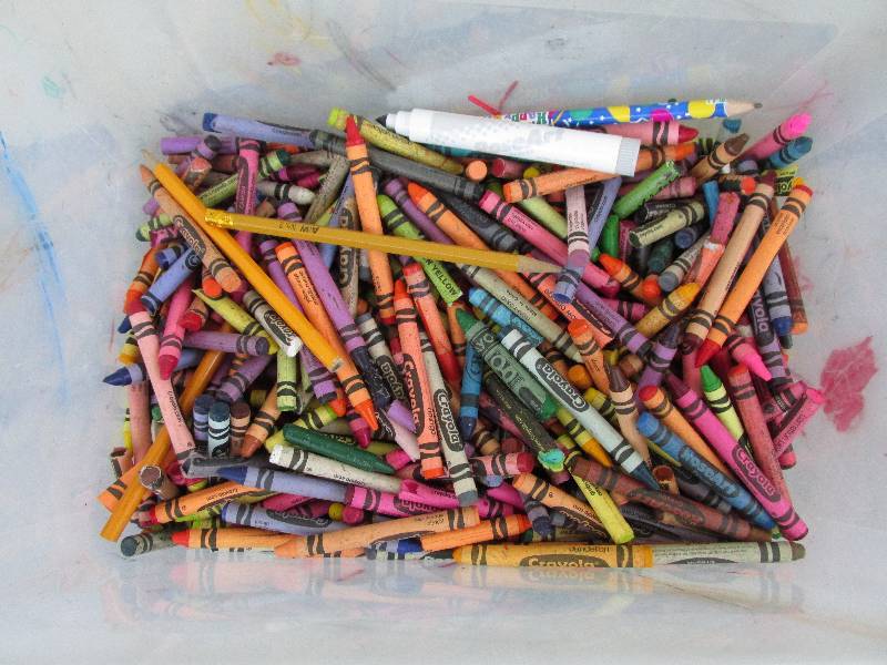 large tub of crayons, LOTS of crayo...