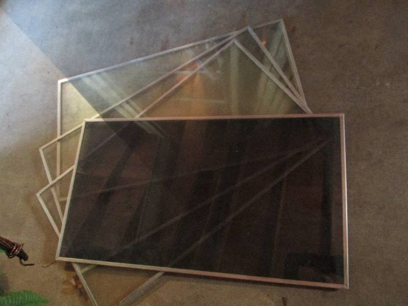 4 metal framed glass pieces, 3 clea...