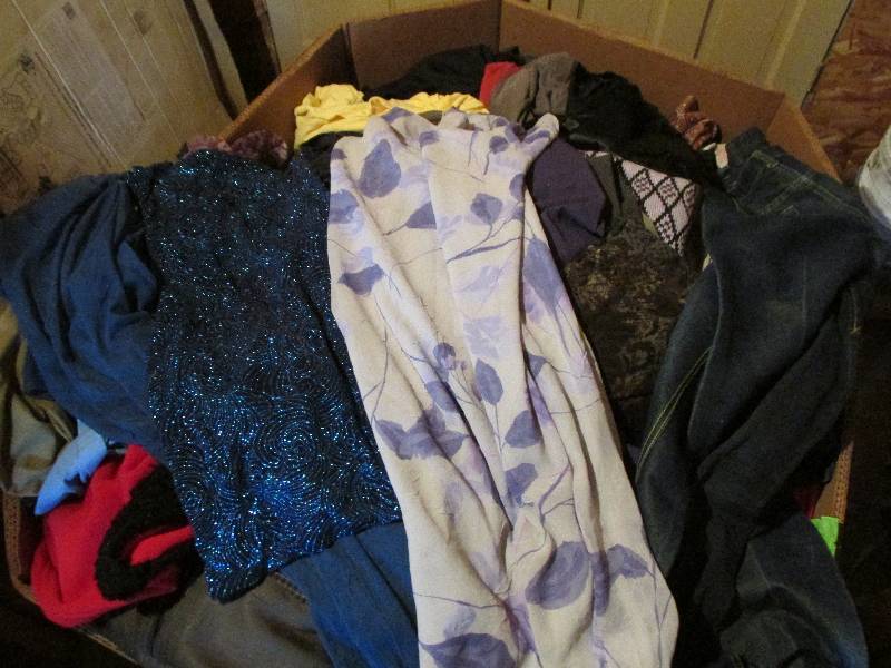 Large 4 foot box of clothes on a pa...