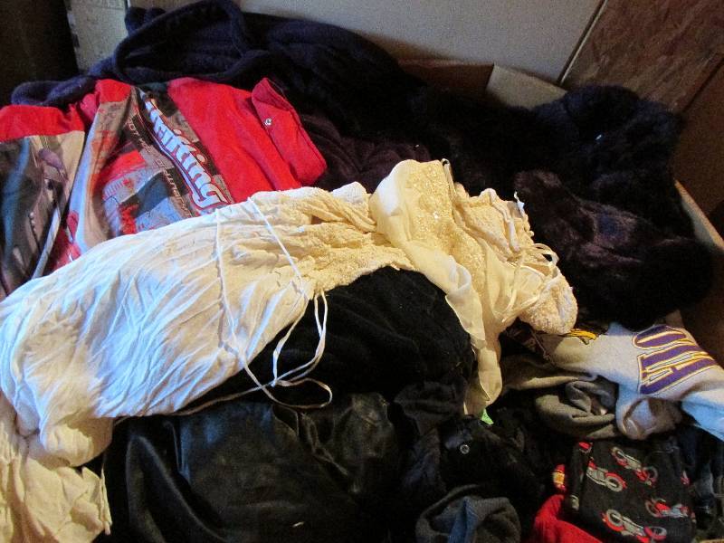 Large 4 foot box of clothes on a pa...