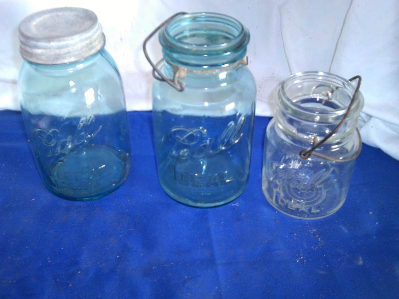 3 vintage ball jars
