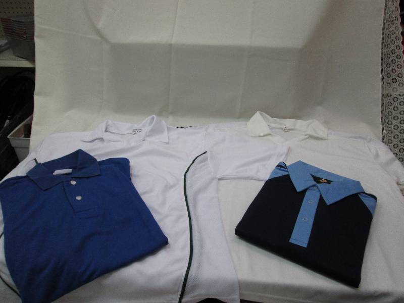 White with black pinstripe on shoul...