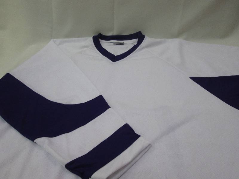 Long Sleeved white jersey with purp...