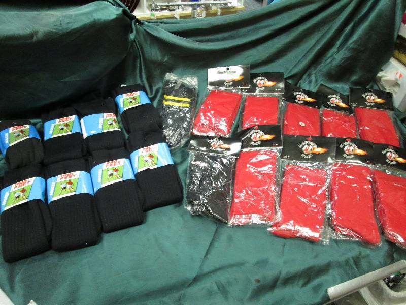 56 long blue socks...