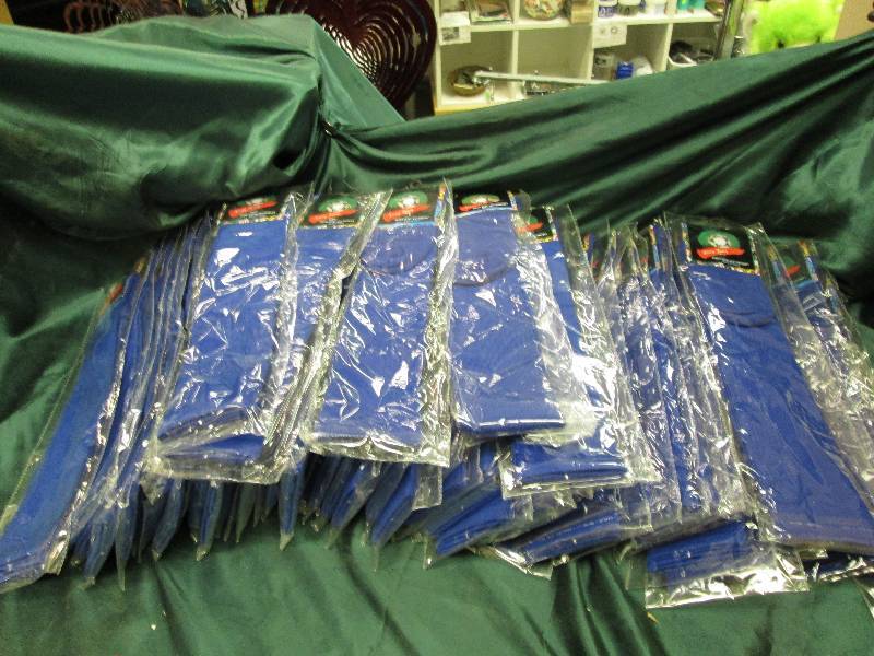 56 pairs of long blue socks...