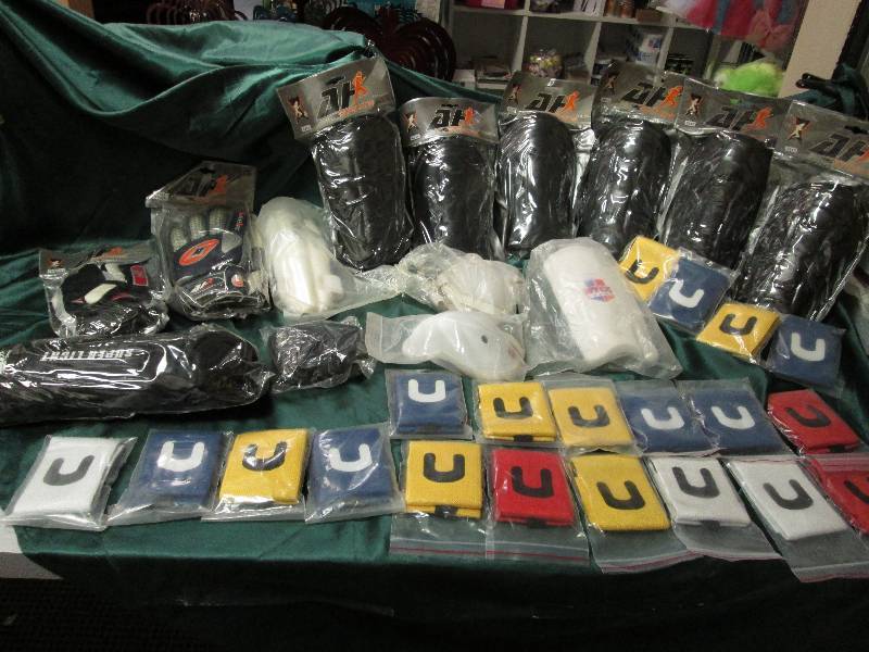9 shinguards 2 pairs of goalkeeper ...