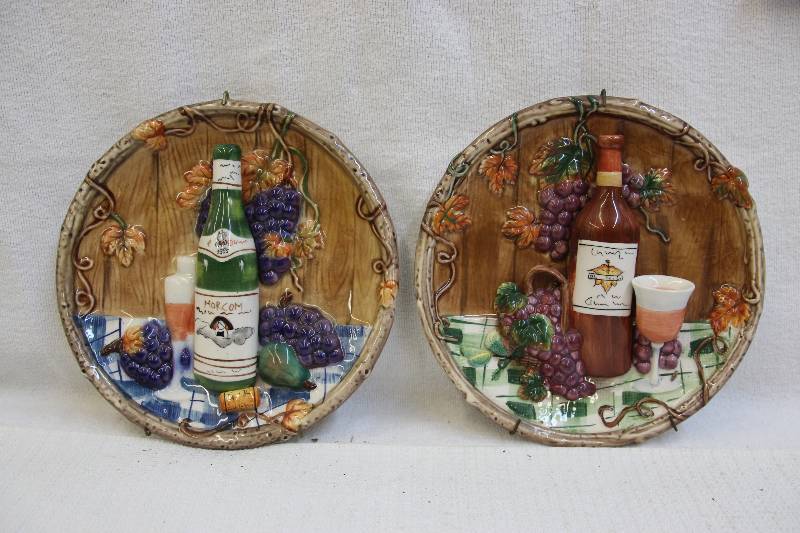 Decorative Wine Themed Wall Hanging Plates Consignment Auction