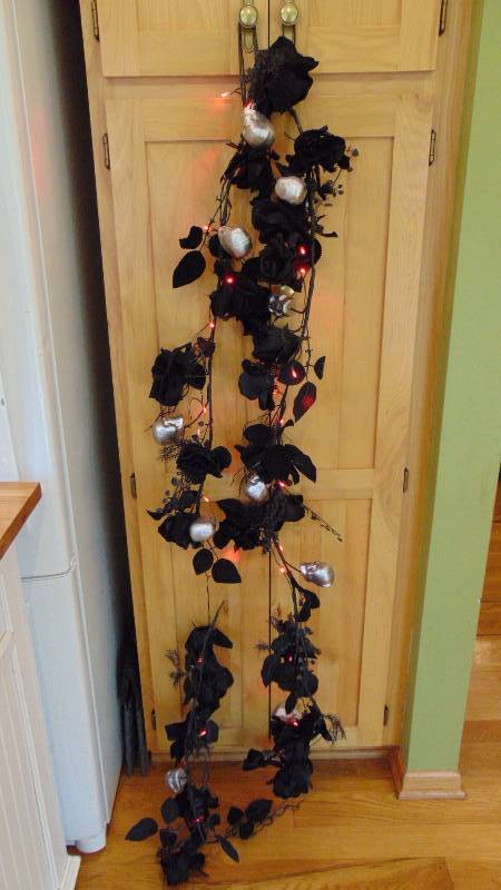 2 Lighted  roseskull garland