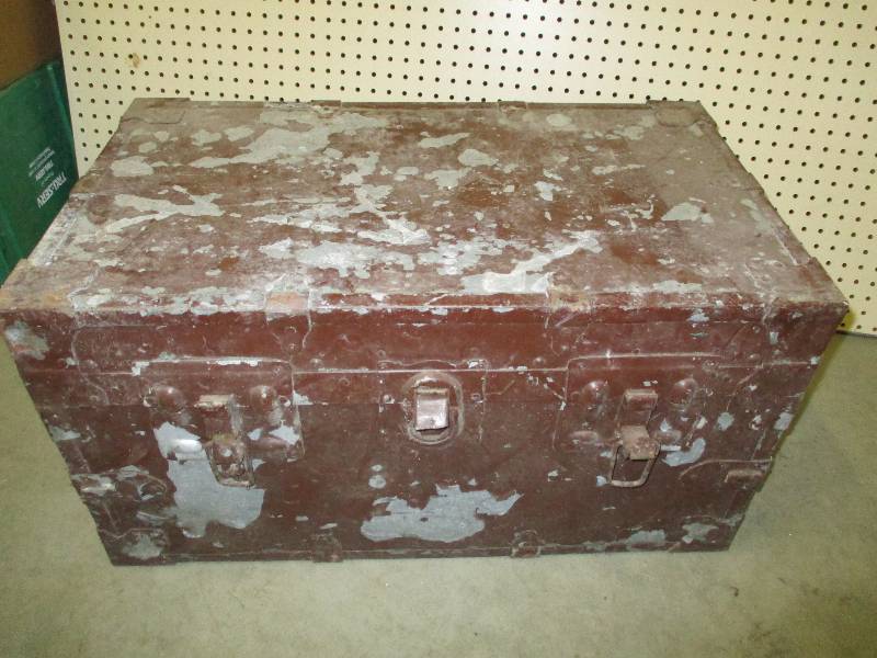 Vintage trunk, metal outer, wood inner
