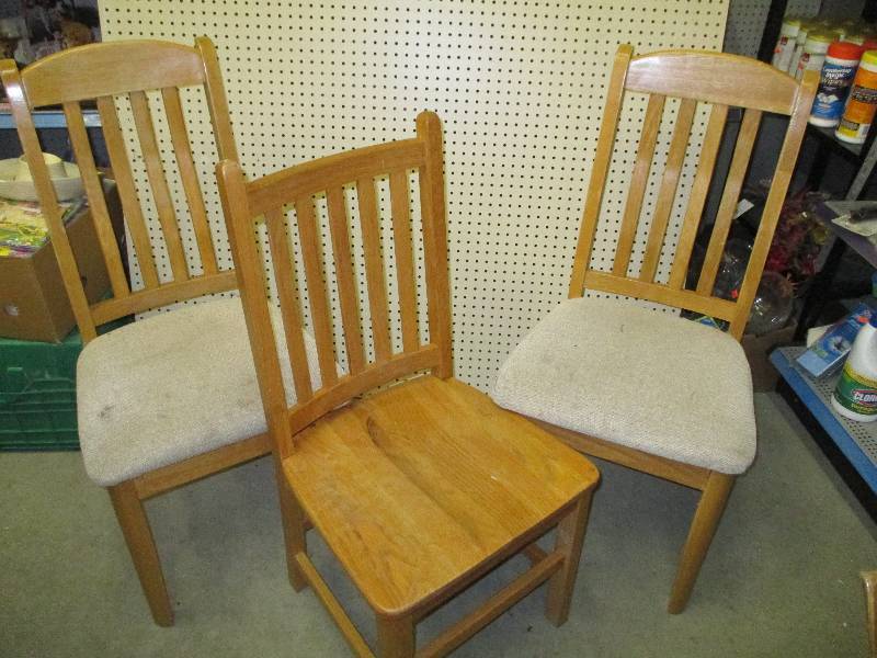 3 solid wood chairs, sturdy construction