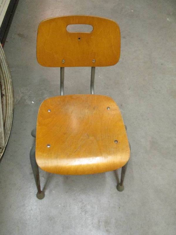 Vintage metal frame chair with wood...