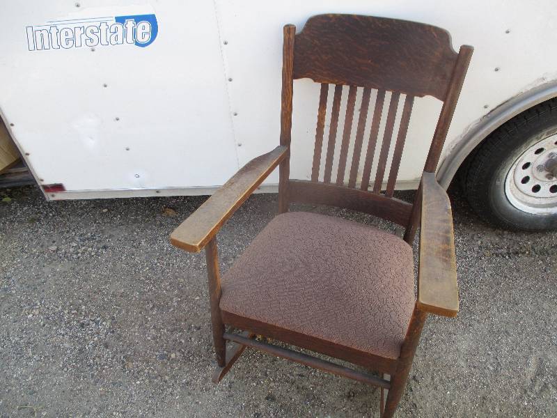 Vintage wood frame upholstered chai...