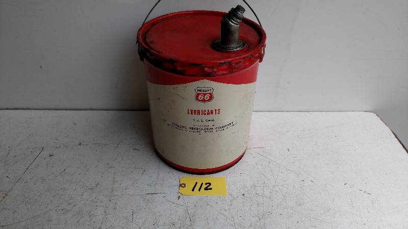lot 112 image: Phillips 66 5 Gallon Oil Can...