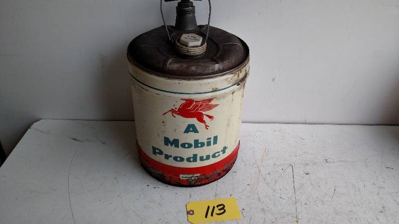 lot 113 image: Mobil Large Pegasus 5 Gallon Oil Ca...
