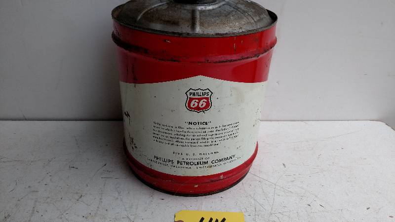 lot 114 image: Phillips 66 5 Gallon Oil Can...