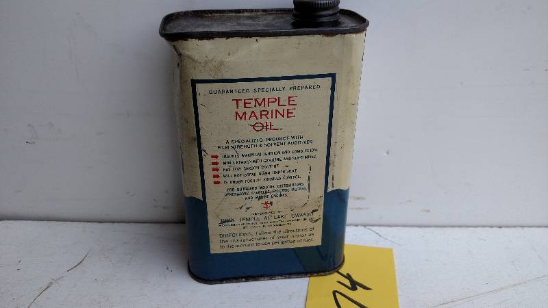 lot 174 image: Temple Marine Oil 1 Quart Can, Feel...