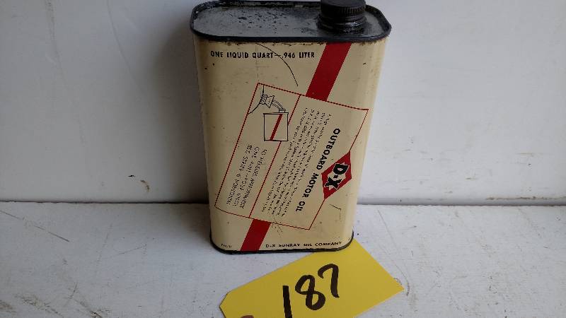 lot 187 image: D-X Sunray Outboard Oil 1 Quart Can...