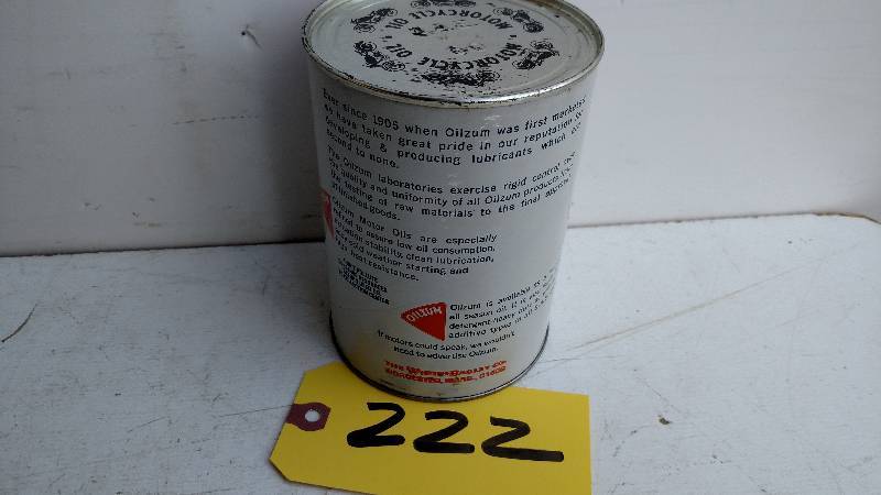 lot 222 image: Oilzum Motorcycle Oil 1 Quart Can...