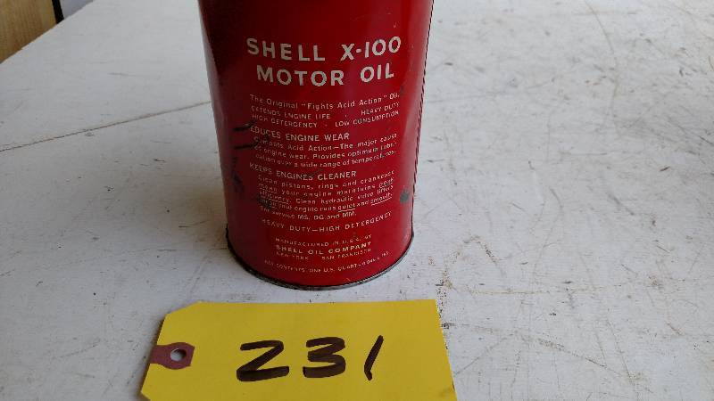 lot 231 image: Shell X-100 Motor Oil 1 Quart Can...