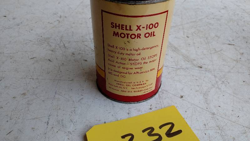 lot 232 image: Shell X-100 Motor Oil 1 Quart Can...