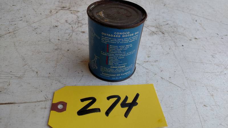 lot 274 image: Conoco New Outboard Oil 8 oz. Can...