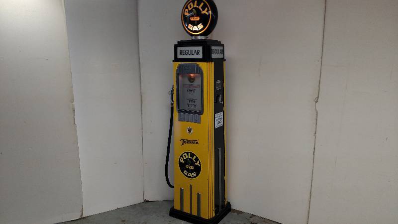 lot 2 image: Tokheim Model 36B Original Restored Gas Pump, (1936) Replica Poly Gas Globe