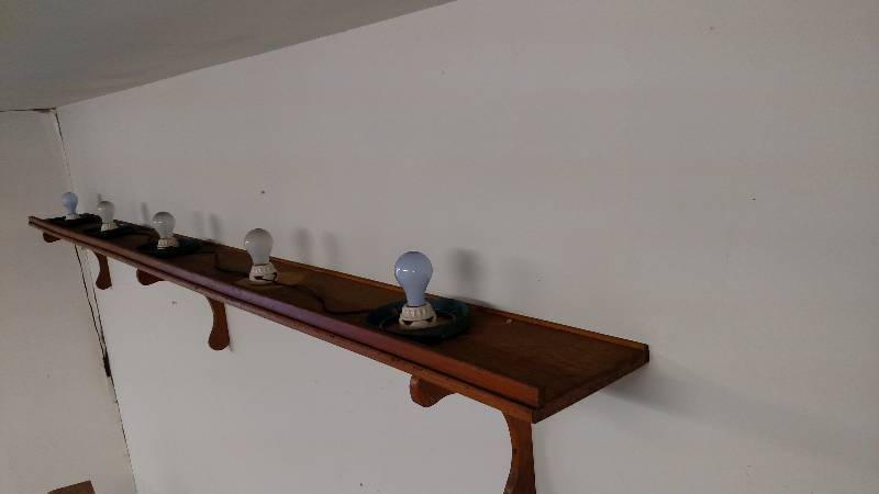 lot 18 image: Wooden Gas Globe Lighted Display Sh...