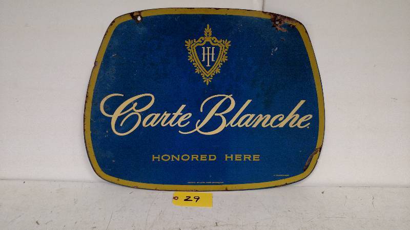 lot 29 image: Carte Blanche Sign, 2-Sided, 22.25...