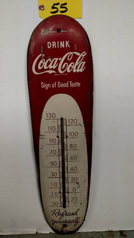 lot 55 image: Drink Coca-Cola Thermometer, 8 x 3...