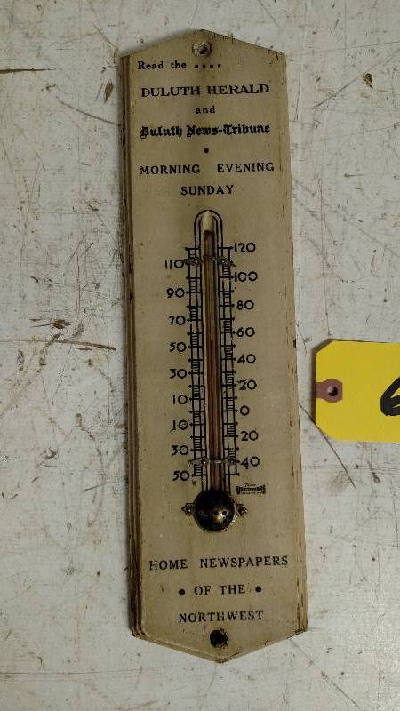 lot 61 image: Duluth Newspapers Thermometer, 4 x...