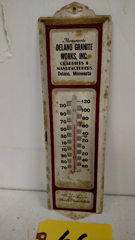 lot 66 image: Delano Granite Works Thermometer, 4...