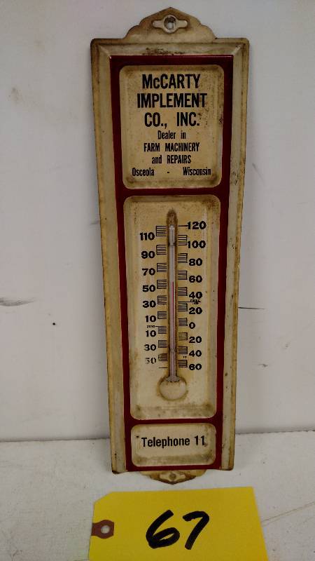 lot 67 image: McCarthy Implement Thermometer, 4 ...