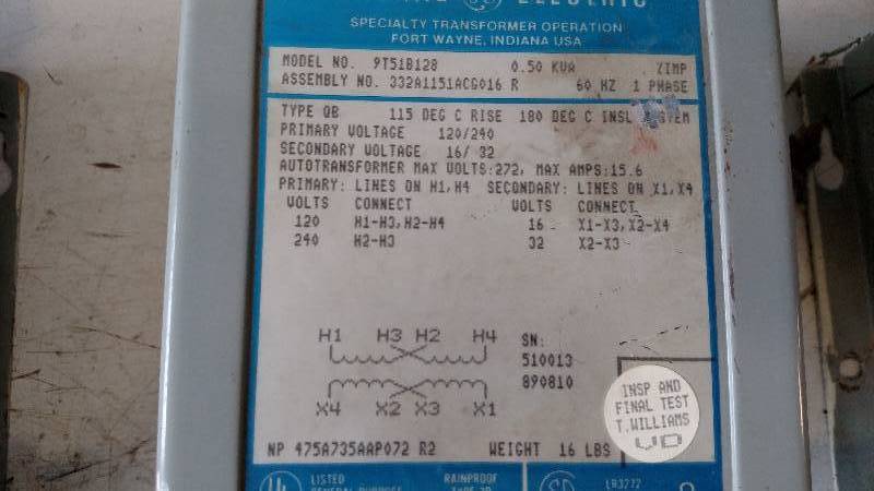 lot 154 image: (3) GE 9T51B128 .50 KVA Transformer...