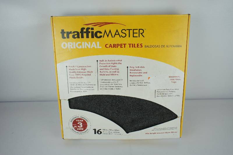 TrafficMASTER Gunmetal Ribbed 18 in. x 18 in. Carpet Tiles (16 TilesCase)