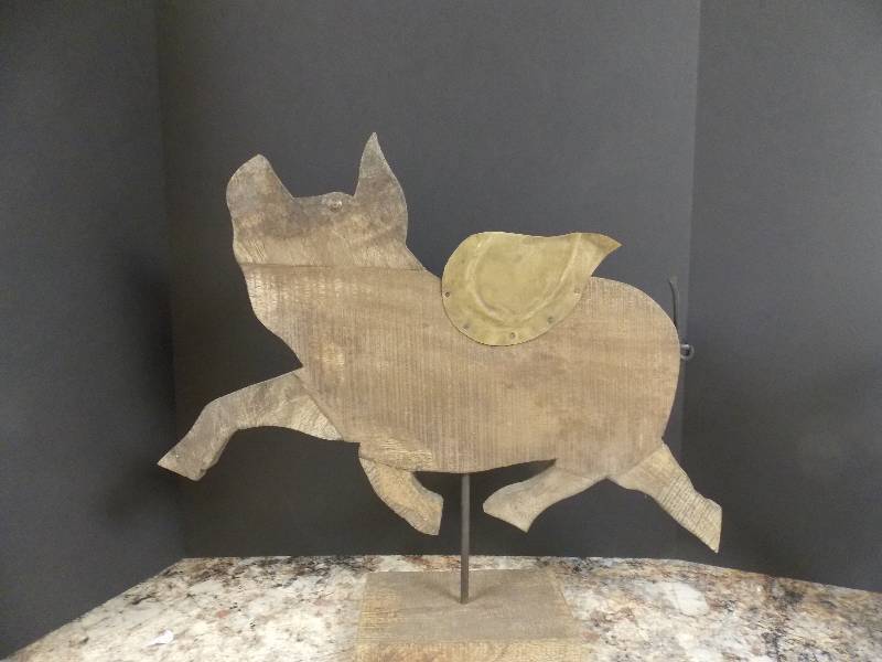 Flying Wooden Pig Decorative Stand