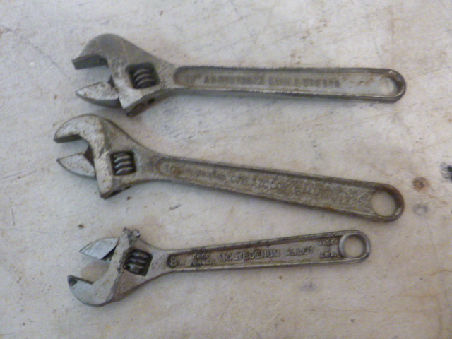 lot 43 image: 3 Adjustable Wrenches