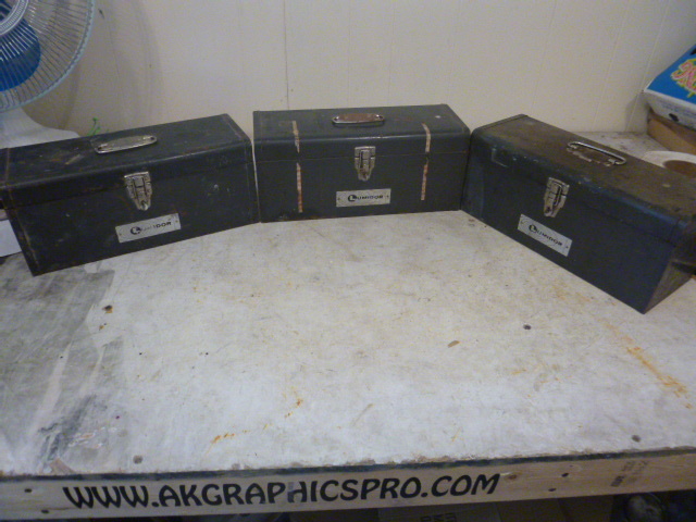 lot 107 image: 3 Metal Lumidor Toolboxes