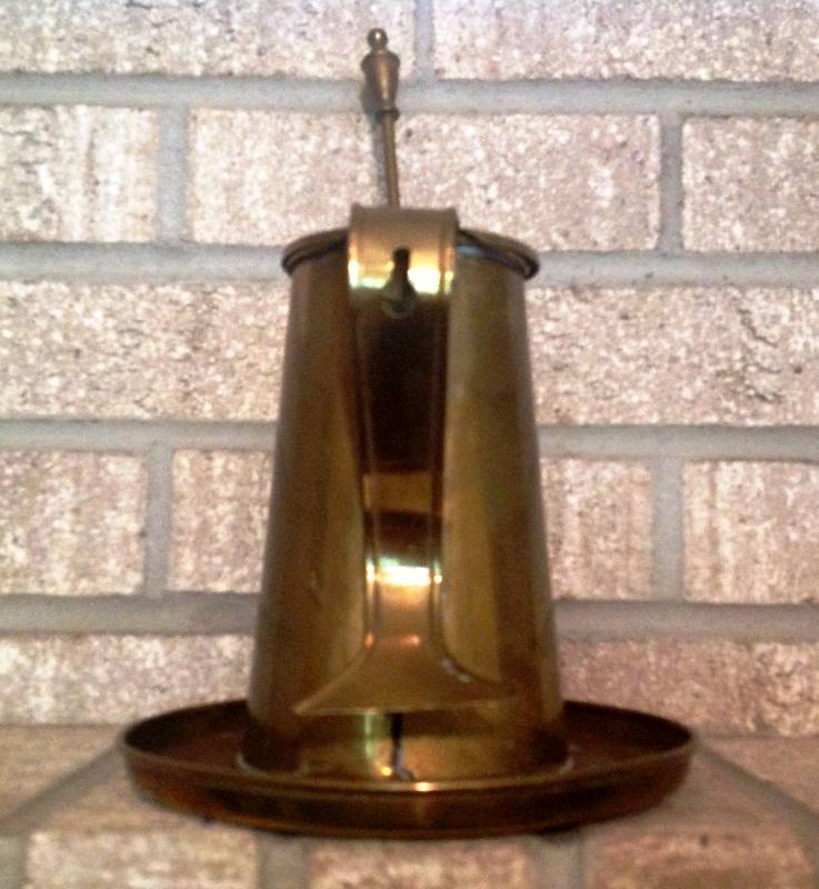 lot 032 image: Vintage Brass Wall Mount Firestarter Cape Cod Fire Starter Lighter Hearthware Wood Stove Fireplace Antique Smudge Pot mayflower With Stone Wand