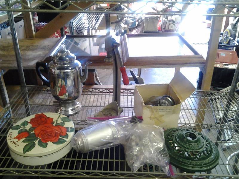 lot 90 image: Kitchen Wares & Misc - Cookie Press, Rosette Maker, Scale, Coffee Pot, Bottle Corker
