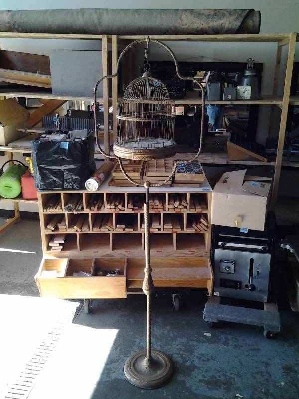 lot 84 image: Vintage Bird Cage With Stand