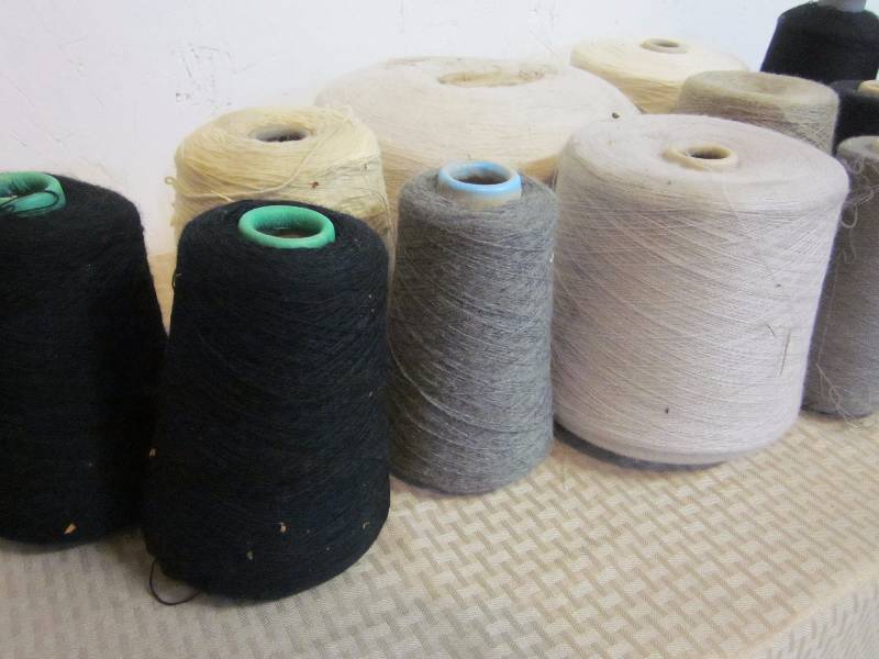 lot 15 image: Blue, Gray, Black, and White Yarn