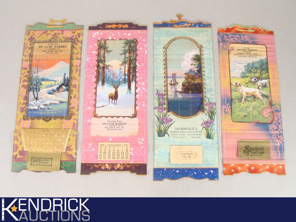 4 MINT Vintage Bamboo Scroll Adverstising Calendars