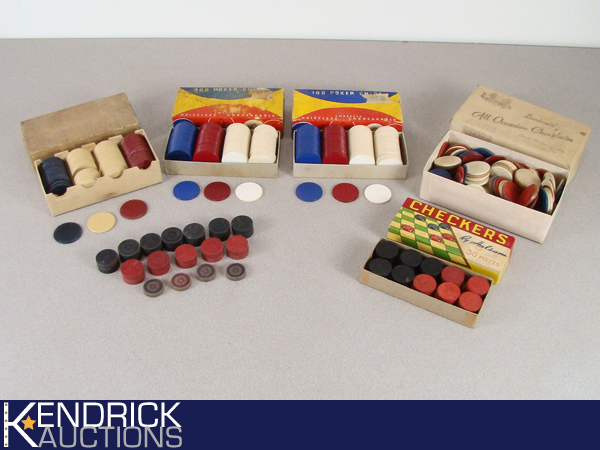 Lot of Vintage Poker Chips, and Checkers Pieces
