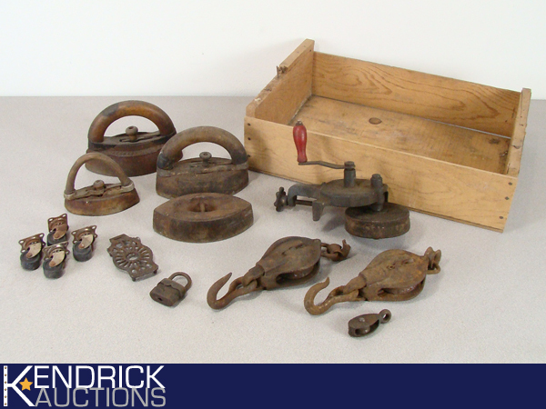 Lot of Cast Iron and Metal Tools etc in a Wood Box