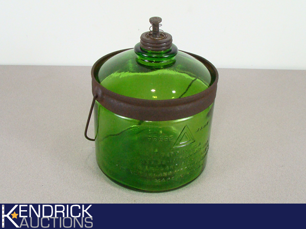Antique Green Glass Kerosene Jug