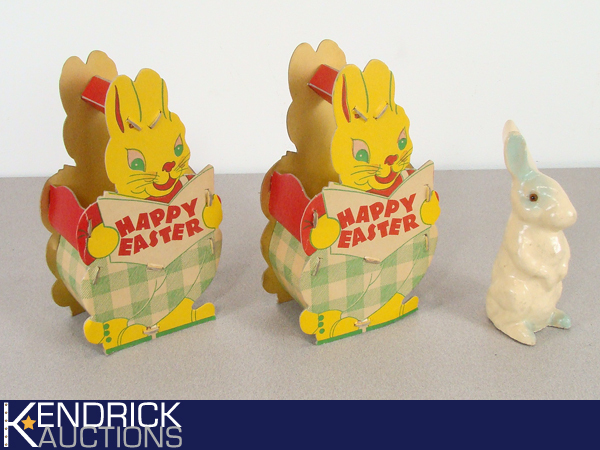 Vintage Cardboard Easter Baskets, and a Vintage Paper Mache Rabbit