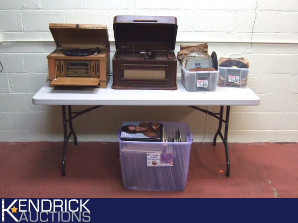 Large Lot of Antique Phonograph Radios, Records etc.
