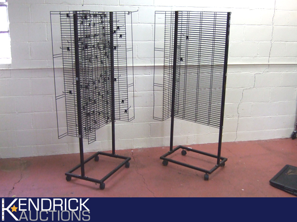 2 New Tall Black Wire Rolling Store Displays